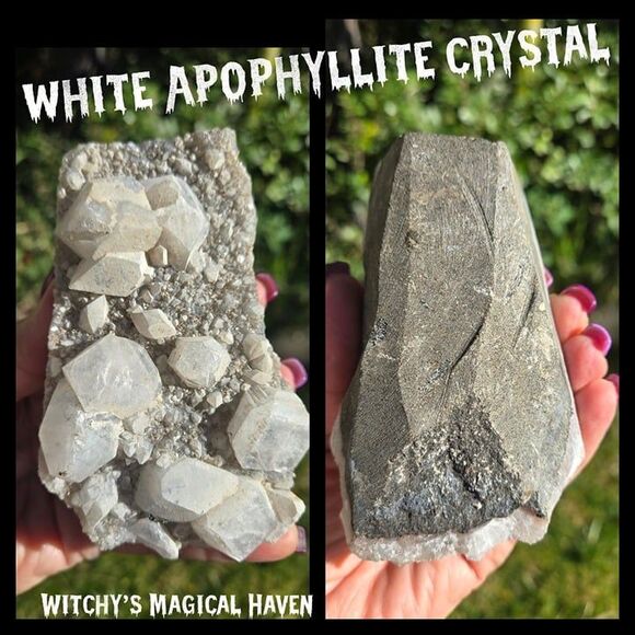 White Apophyllite Raw Crystal Cluster - Picture 8 of 8